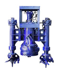 Heavy Duty Excavator Hydraulic Submersible Slurry Cutter Pump with integrated cutter blades for dredging rivers, ponds, and mud piles.