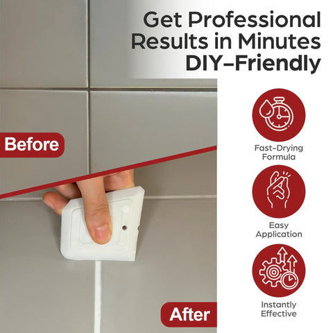 Applying Grout Repair Kit With 14 Oz White Grout Filler For Wall And Floor Tile Joints Ready To Use Pre Mix Includes Spatula