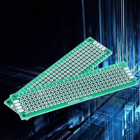 Double Sided PCB Prototype Boards Set Of Ten For DIY Soldering Two By Eight Centimeter FR4 Tin Plated Printed Circuit Boards With 2.54 Millimeter Hole Pitch And 1 Millimeter Holes Great For Microcontroller Makers Amplifiers And Sensor Builds