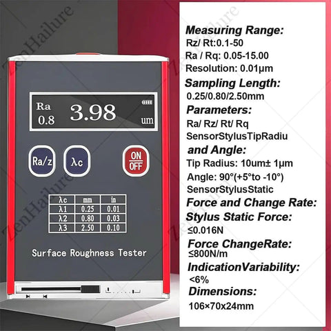 Top Notch Portable Surface Roughness Tester With 0.01 μm Precision Profilometer For Metal Surfaces, Rechargeable, screen view