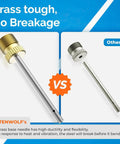 Comparison of Heavy Duty Brass Ball Pump Needles Set 12 Pack No Break Tough As Nails with steel needle