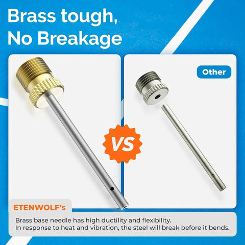Comparison of Heavy Duty Brass Ball Pump Needles Set 12 Pack No Break Tough As Nails with steel needle