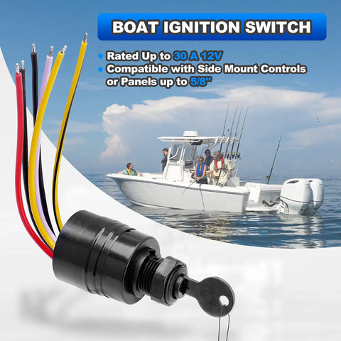 Mercury Outboard Ignition Switch With 2 Keys And 6 Wire Connectors Push Button Start With Choke Replacement Part for boats