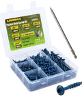 Pocket Hole Screws Kit 450 Pieces In 5 Sizes For Exterior Projects Blue Anti Rust Coated Square Drive 8 Size One Inch One And A Quarter Inch One And A Half Inch Two Inch Two And A Half Inch Includes 150mm Drive Bit