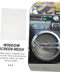 Two Piece Car Bumper Repair Mesh for Welding and Quick Crack Fixes, Reusable Tungsten Wire Screen Mesh for Automotive Repairs shown next to a boombox.