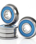 Flanged F695 2RS Bearing 5x13x4mm Blue Sealed Precision For 3D Printers And RC Belts Low Noise Deep Groove Pre Greased Light Contact Seal Mirror Ground Balls Pack Of 20, shown with blue seals