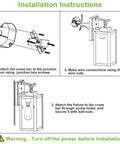 Installation instructions for 18 Inch Outdoor Wall Light With Dusk To Dawn Sensor, diagrams showing mounting and wiring steps.