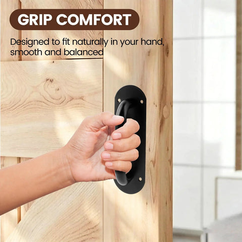 9 Inch Stainless Steel Barn Door Handle Black Heavy Duty Pull For Barn Doors And Home Rooms Easy Install Durable Hardware Beefy Construction With Smooth Surface Anti Slip Grip And Simple Mounting For Indoor Outdoor Use on wood door