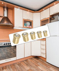 Premium Ball Plunger Catch Latches For Cabinet Doors And Deep Drawers Smooth Quiet Close Keeps Lids Snug Solid Brass Tone displayed in modern kitchen.