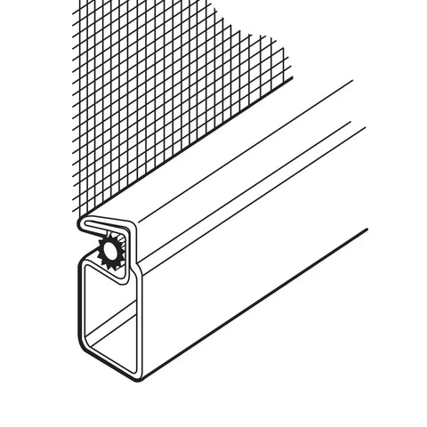 Illustration of Screen Spline Retainer 0.150 Inch Vinyl Roll Black in a window frame securing screen material