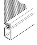 Diagram of 0.130 Inch Vinyl Screen Spline 25 Foot Black Round Hollow Core Serrated Retainer securing screen in frame.