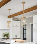 Dope Modern Gold Pendant Lights for Kitchen Island and Dining Room Crystal Chandelier Fixture in elegant kitchen setting