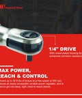 "Beast Mini Air Ratchet Wrench With One Quarter Inch Drive, 30 Foot Pounds Of Torque, 300 RPM, lightweight composite body"