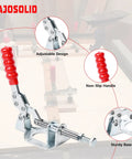 4 Pack 302F Push Pull Toggle Clamps 300 Lb Holding Capacity Heavy Duty Galvanized Steel with adjustable design and non-slip handle.