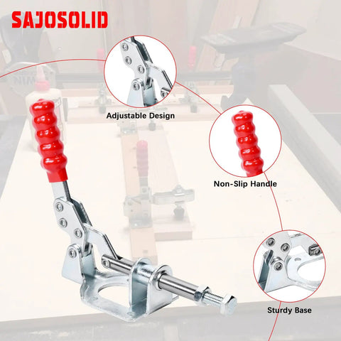 4 Pack 302F Push Pull Toggle Clamps 300 Lb Holding Capacity Heavy Duty Galvanized Steel with adjustable design and non-slip handle.