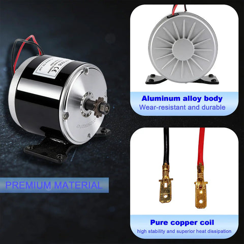 Small Brushed Permanent Magnet Electric Motor For Scooter Drives And DIY Projects 24V DC 350W 2750RPM High Torque Motor Reversible And Ready For Razor E300 E300S E325 Mini Chopper MX350 MX400 Builds