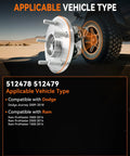 2 Pack Rear Wheel Bearing Hub Assembly Kit Bolt On 512478 512479 With ABS Sensor 5 Lug Fit Dodge Journey Ram ProMaster