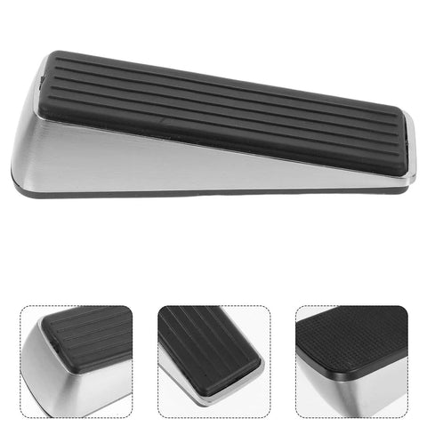 Heavy Duty Door Stop Wedge Stopper 2-Pack, zinc alloy with rubber, sleek minimalist design, prevents slamming doors