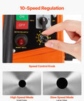 VEVOR magnetic drill press with orange body and 10-speed regulation dial on the control panel