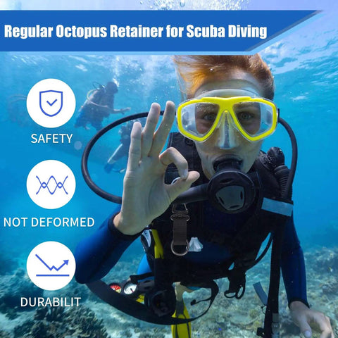 Diver underwater using Scuba Octopus Mouthpiece Holder Silicone Octopus Keeper For 2nd Stage Regulator With Clip And Spring Ring