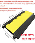 5 Channel Rubber Cable Protector Ramp With Flip Open Top Cover 18000 Lbs Capacity, 36.5x19.3x1.69 inches, shown in size.