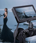 Camera setup with Two Pack Pro Grade Mini Ball Head With One Quarter Inch Screw And Removable Shoe Mount; model in black dress