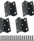 Heavy Duty Tri Fold Hinges For Cabinet Makeover pack of four black metal hinges with screws for cabinet installation.