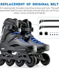 Inline Skate Replacement Straps 2 Pack With Adjustable Universal Buckles And Energy Buckles With Screws Durable Plastic Shoe Clips shown on black skates