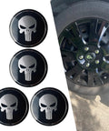 Legit Badass Skull Style Metal Wheel Center Hub Caps For Cars And Trucks, Scratch Resistant Self Adhesive Rim Covers, Heavy Duty Universal Black Upgrade For Your Ride on black wheels.
