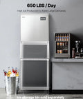 Commercial Ice Maker Head 650 Lbs Per Day Stainless Steel Ice Machine With Scheduled Ice Making Self Cleaning Adjustable Thickness Ideal For Restaurant Bar Cafe Hotel
