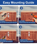 Step-by-step guide to mount Beefy Heavy Duty Stainless Steel Toggle Clamp on wooden box using pencil, drill, and screwdriver.