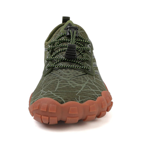 Unisex Water Shoes For Men And Women, Quick Dry Barefoot Swim Shoes, Green, Front View, Breathable Sock-Like Comfort, US 12 Women 10 Men