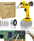 Cordless Soldering Iron Kit For 20V Max Battery Systems, 30W Soldering Gun with accessories and circuit board in use