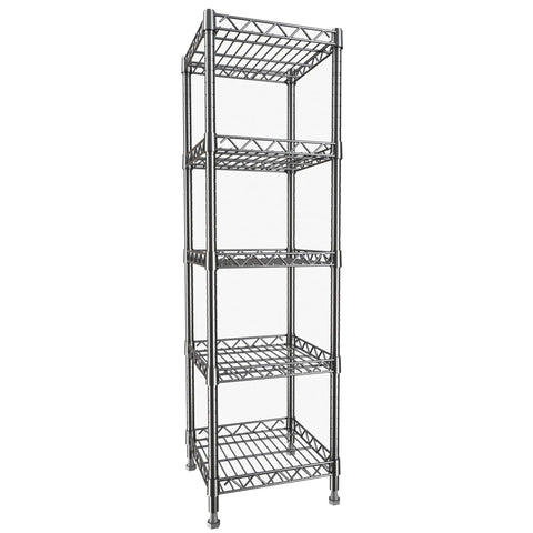 Rock Solid 5 Tier Steel Wire Shelving Rack With Adjustable Heights Easy Setup For Kitchen Laundry Or Bathroom Space Saving Storage Unit In Sleek Black Finish That Really Steps Up Your Game
