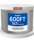 600 Ft One Eighth Inch T316 Stainless Steel Cable Railing Kit With 7x7 Wire Rope, Beefy 1800 Lb Breaking Strength spool