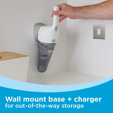 Cordless Handheld Vacuum With Wall Mount Base And Charger Bagless Dust Bowl Lightweight 2Ah Lithium Ion Power in charging station