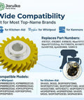 Diagram of Three Pack Worm Gear Replacement WPW10112253 Fiber Reinforced Gear with compatibility details for mixers.