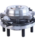 Front Wheel Hub Bearing Assembly Set Of 2 For 2005-2019 Nissan Frontier 4WD, 2005-2012 Pathfinder 4WD, 2005-2015 Xterra 4WD, 2009-2012 Suzuki Equator 4WD With ABS. Image shows a side view of the assembly featuring visible ABS components and lug bolts.