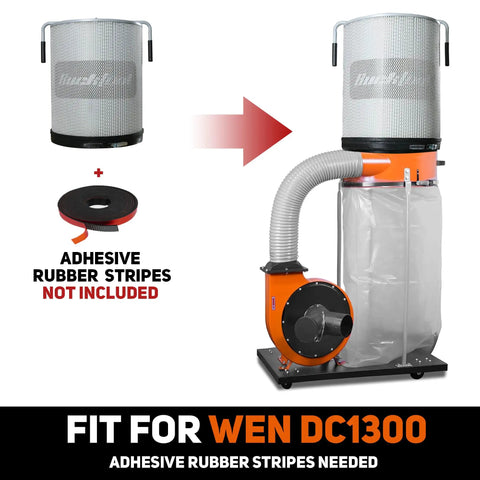 2 Micron Dust Filter Canister Kit For DC1100 Dust Collector, showing easy clean handle and filter attachment details