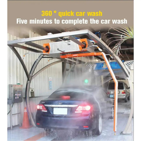 Heavy Duty Full Auto Car Wash Machine Non Contact High Pressure Cleaner With Air Dryer spraying a vehicle in a wash bay.