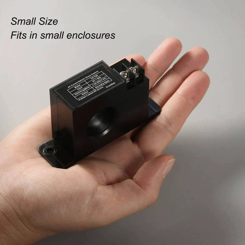 Miniature Current Switch No External Power Needed Self Powered Normally Open Amp Sensor Relay For AC 1 To 50A Detectable shown in hand size.