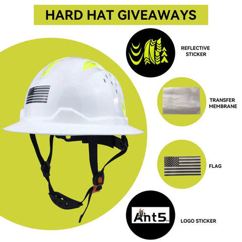 Solid As A Rock Full Brim Hard Hat With Airflow Hdpe Shell Ansi Z89 1 Certified with reflective stickers and chinstrap for safety.