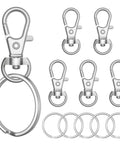Premium Set Of One Hundred Heavy Duty Metal Swivel Lobster Clasps And Split Key Rings For Diy Lanyards Purses And Jewelry Crafting Hardware That Straight Up Will Never Let Go, silver zinc alloy clasps and rings.