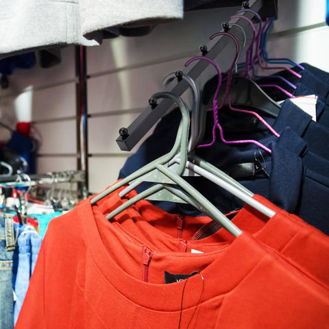 Slatwall Waterfall Hooks Set Of 6, 15.75 Inch Ball Hangers for easy closet organization with coats and shirts on hangers