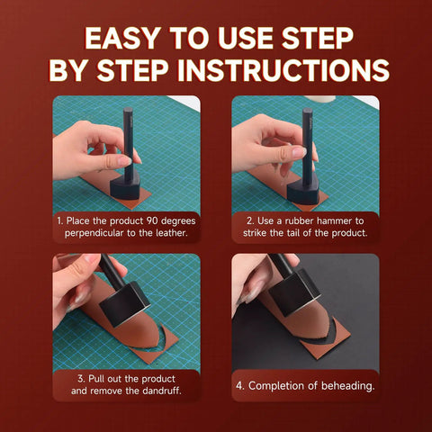 Step-by-step instructions for V Shape Leather Cutter Punch Set Four Size Leather Punch Kit With 20mm 25mm 30mm 35mm Holes DIY Tool