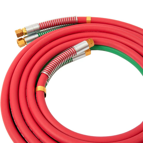 One Quarter Inch Grade T Beefed Up Oxy Acetylene Welding Hose With Type B Fittings, 15 Ft, flame and oil resistant, coiled view