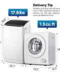 ROVSUN compact washer and 1.5 cu ft dryer set, white; front view of two appliances.