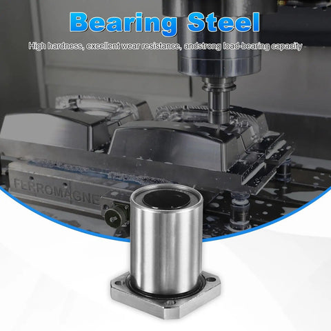 LMK25UU Linear Ball Bearings 25mm Bore 40mm OD 50mm Long 5.5mm Hole 4 Pack Round Flange Bushing in silver bearing steel