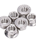 50 Piece Flange Nut Fastener Set In Stainless Steel A2-70 DIN 1587 With Serrated Flange Lock Nuts For Secure M12 Bolts And M6 Maintenance