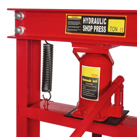 Hydraulic Shop Floor Press H Frame 12 Ton Capacity With Plate Kit Workhorse For Metalworking Bending Stamping Forming And General Fabrication Easy To Use Red Finish
